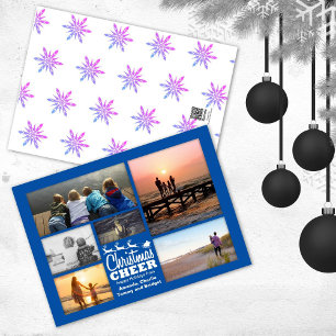 Christmas Cheer Santa Blue Holiday Photo Card