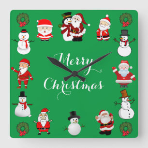 Christmas Cheer Square Wall Clock