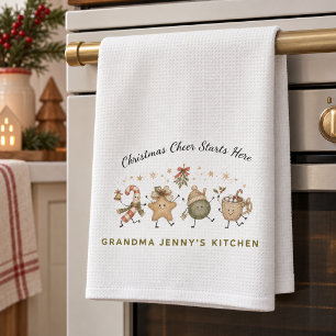Christmas Cheer Starts Here Personalised Tea Towel