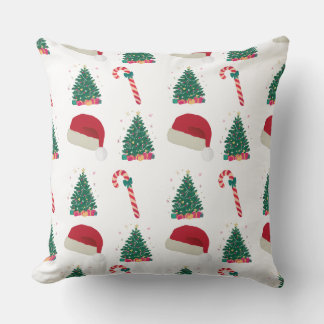 Christmas Cheer Throw Pillow – Santa Hat, Candy