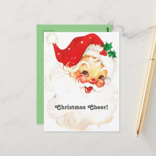 Christmas Cheer Vintage Santa Claus Face Postcard