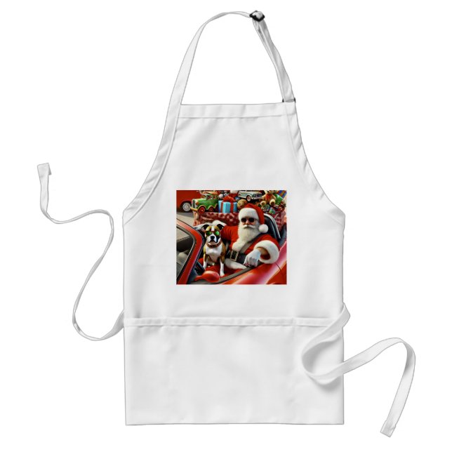 Christmas Cheer With Santa and His Canine Copilot  Standard Apron (Front)