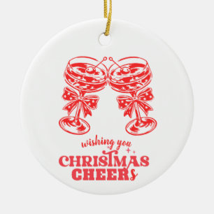 Christmas Cheers and Spirits  Ceramic Ornament