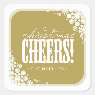 Christmas Cheers Elegant Snowflakes Modern Holiday Square Sticker