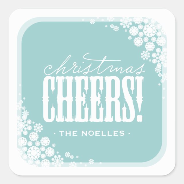 Christmas Cheers Elegant Snowflakes Modern Holiday Square Sticker (Front)