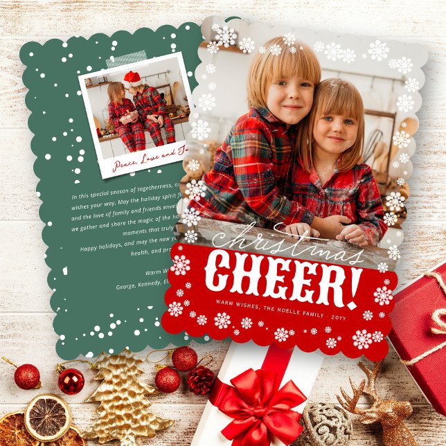 Christmas Cheers Snowflakes Holiday Photo Card (Creator Uploaded)