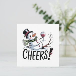 Christmas Cheers Snowman Kitchen Wine Kitchen Holiday Card