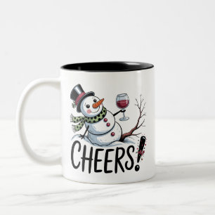 Christmas Cheers Snowman Kitchen Wine Kitchen Two-Tone Coffee Mug