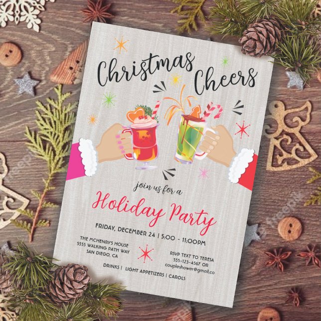 Christmas Cheers Toast Holiday Cocktail Party Invitation (Creator Uploaded)