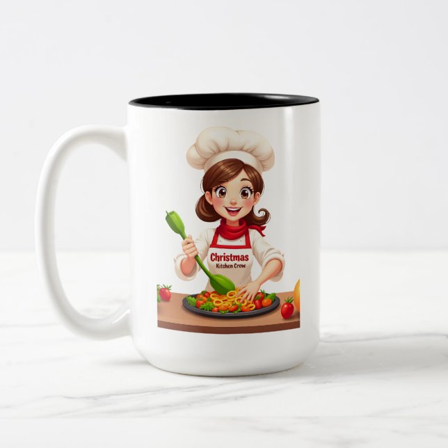 Christmas Chef Girl Mug for Holiday Cooking Fun (Left)