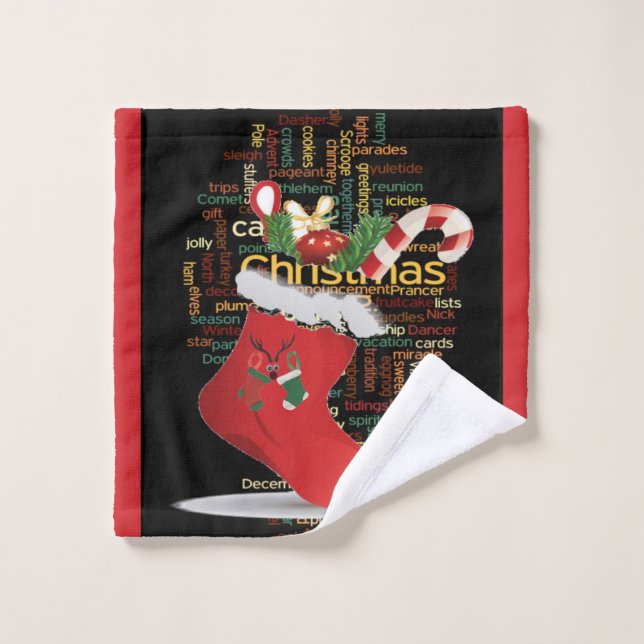 Christmas Chef Special Day Apron Bath Towel Set (Wash Cloth)