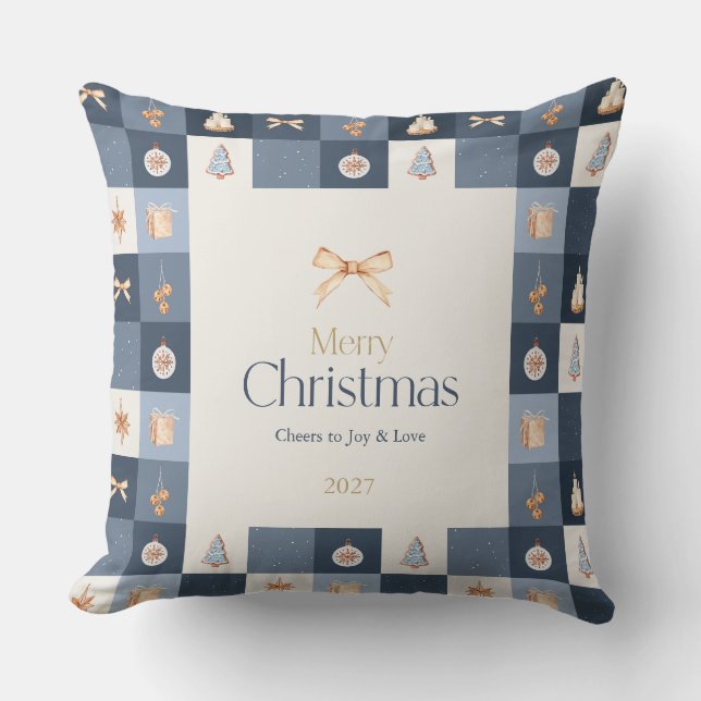 Christmas Chequered Holiday Cushion (Front)