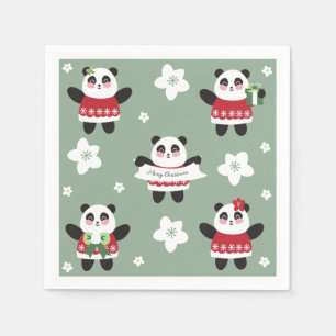 Christmas Cherry Blossom Panda Napkin