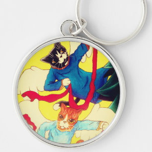 Christmas Cherub Cats Key Ring