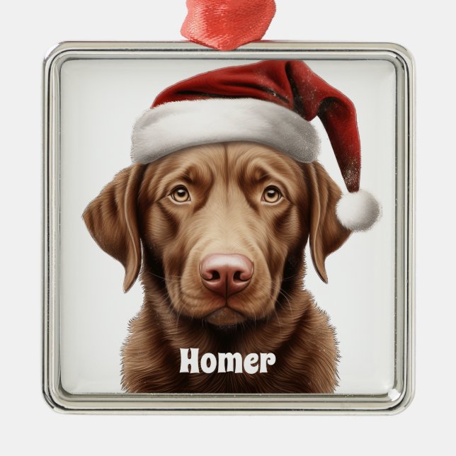 CHRISTMAS CHESAPEAKE BAY RETRIEVER DOG METAL ORNAMENT (Front)