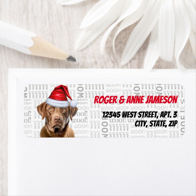 Christmas Chesapeake Bay Retriever Dog Name Return Address Label (Insitu)