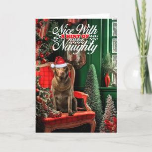 Christmas Chesapeake Bay Retriever Naughty or Nice Holiday Card