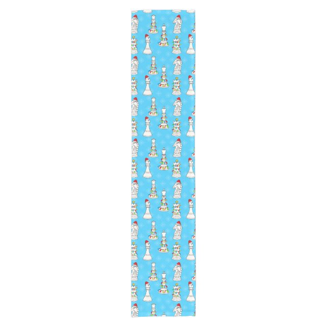 Christmas Chess Piece Pattern Short Table Runner (Front)