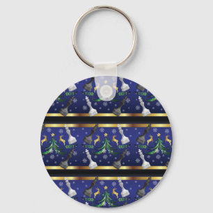 Christmas Chess Pieces - Snowflakes Xmas Tree Key Ring