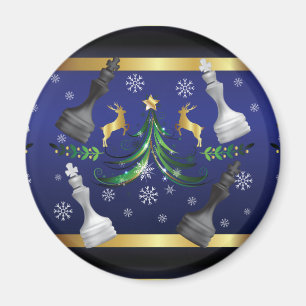 Christmas Chess Pieces - Snowflakes Xmas Tree Magnet