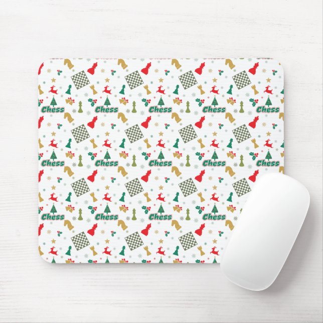 Christmas Chess - Pieces, Tree, Holly, Reindeer Mouse Pad (With Mouse)