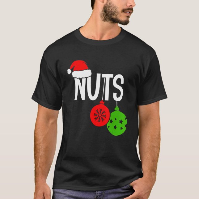 Christmas Chest Nuts Christmas Couple Mr and Mrs L T-Shirt (Front)
