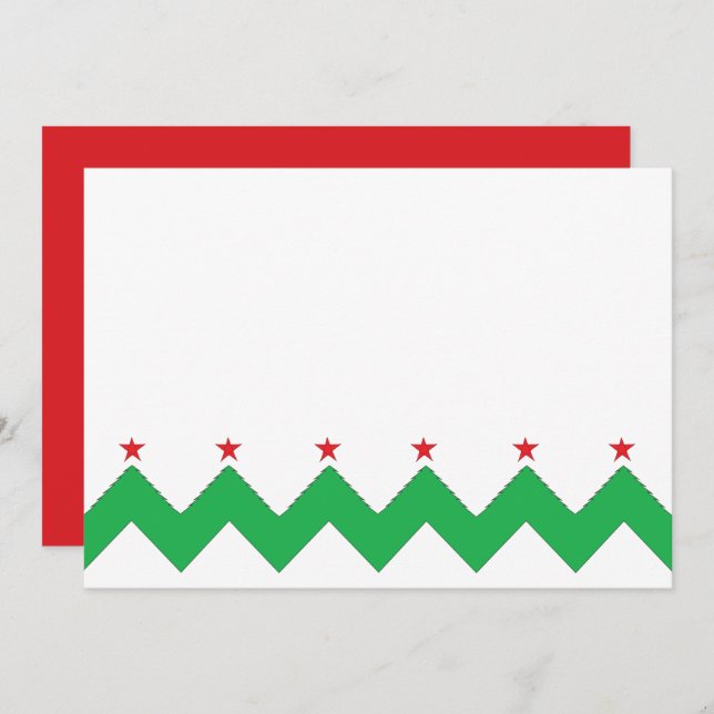 Christmas Chevron 7" x 5"  Thank You/2 sided/Flat Invitation (Front/Back)
