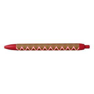 Christmas Chevron Pattern Blue Ink Pen
