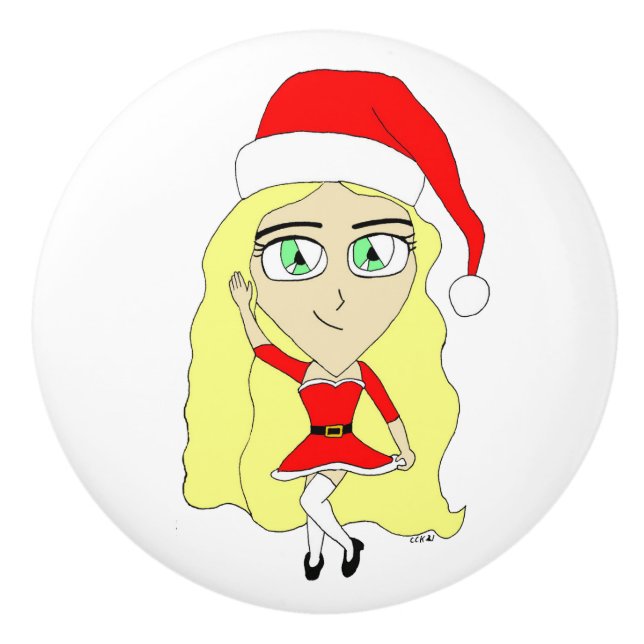 Christmas chibi    ceramic knob (Front)