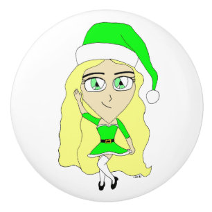 Christmas chibi ceramic knob