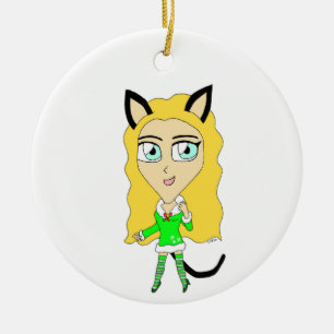 Christmas chibi ceramic ornament