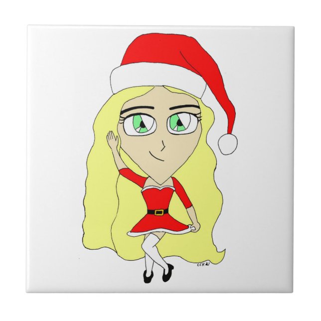Christmas chibi    ceramic tile (Front)