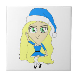 Christmas chibi ceramic tile