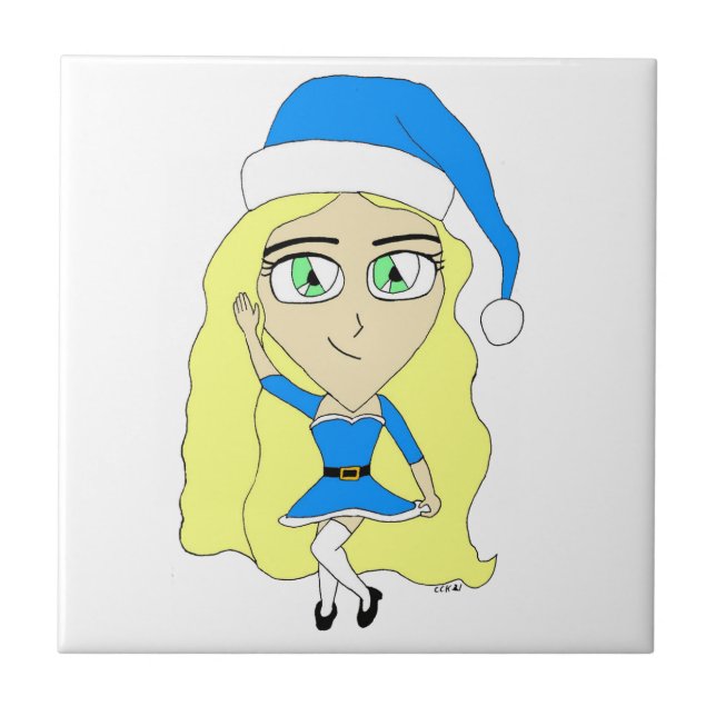 Christmas chibi      ceramic tile (Front)