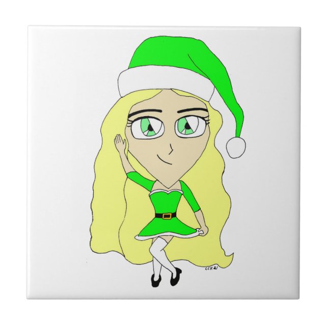 Christmas chibi    ceramic tile (Front)