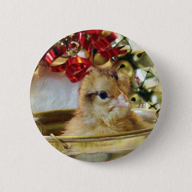 Christmas Chick 6 Cm Round Badge (Front)