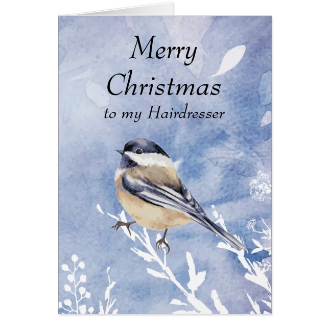 Christmas  Chickadee Bird Winter Hairdresser (Front)