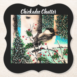 Christmas Chickadee Chatter  Coaster