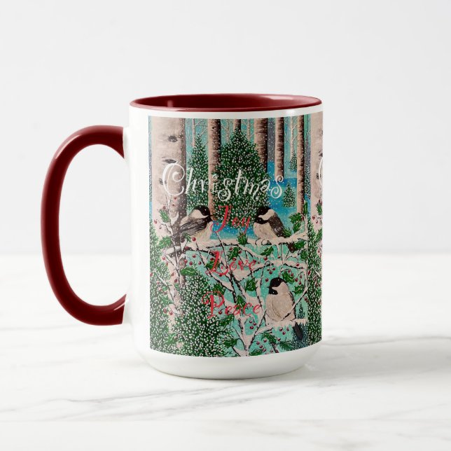 Christmas Chickadee Chatter Mug (Left)