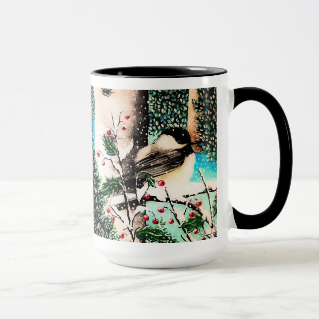 Christmas Chickadee Chatter Mug (Right)