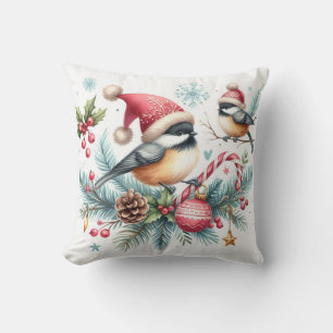 Christmas Chickadee Cushion