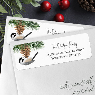 Christmas Chickadee Pinecone Return Address Label