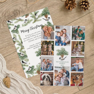 Christmas Chickadees Family 10 Photo Collage Holiday Card