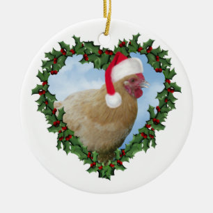 Christmas Chicken * Buff Orpington Ceramic Ornament