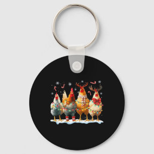 Christmas Chicken Family Santa Farmer Funny Xmas L Key Ring
