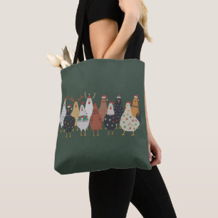 Christmas Chicken Farm Lights Animal Lovers Gift Tote Bag