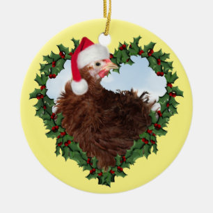 Christmas Chicken * Frizzle Chicken Ceramic Orname Ceramic Ornament
