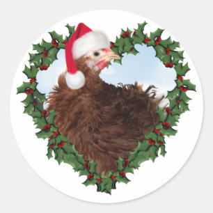 Christmas Chicken * Frizzle Classic Round Sticker