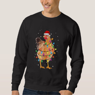 Christmas Chicken Hen Tree Lights Xmas   Chicken Sweatshirt
