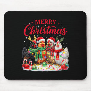 Christmas Chicken Lights Santa Xmas Farm Animal Ho Mouse Pad